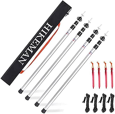 Silver 4poles Aluminum Telescoping Tarp Poles K4077