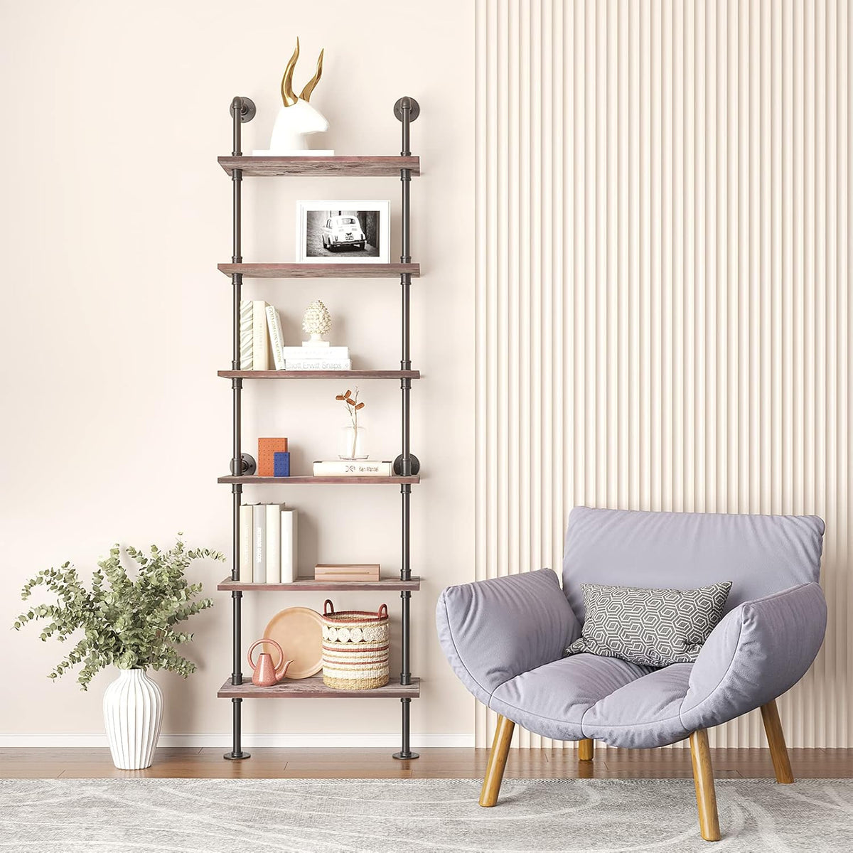 6 Tier Solid Wood Ladder Shelf Q9582