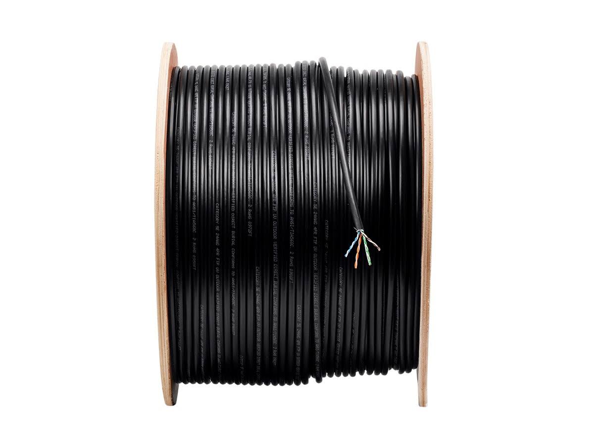 1000ft Cat5e Bulk Bare Copper STP 24AWG Outdoor Direct Burial Solid Cable L507