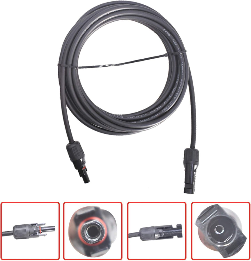 Black + Red 10 Gauge Solar Panel Extension Cable with Connector Pack of 2 A75327