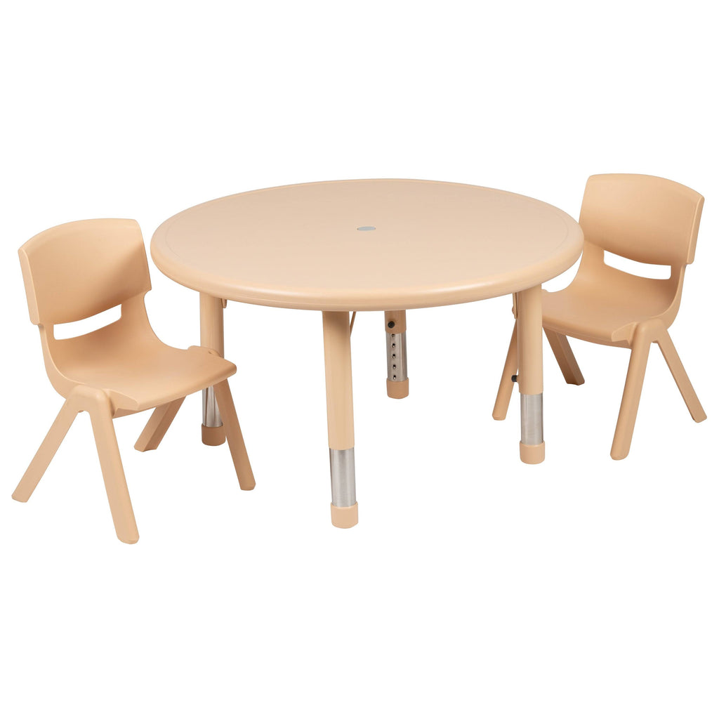 Red Round Plastic Height Adjustable Activity Table Set with 2 Chairs K261
