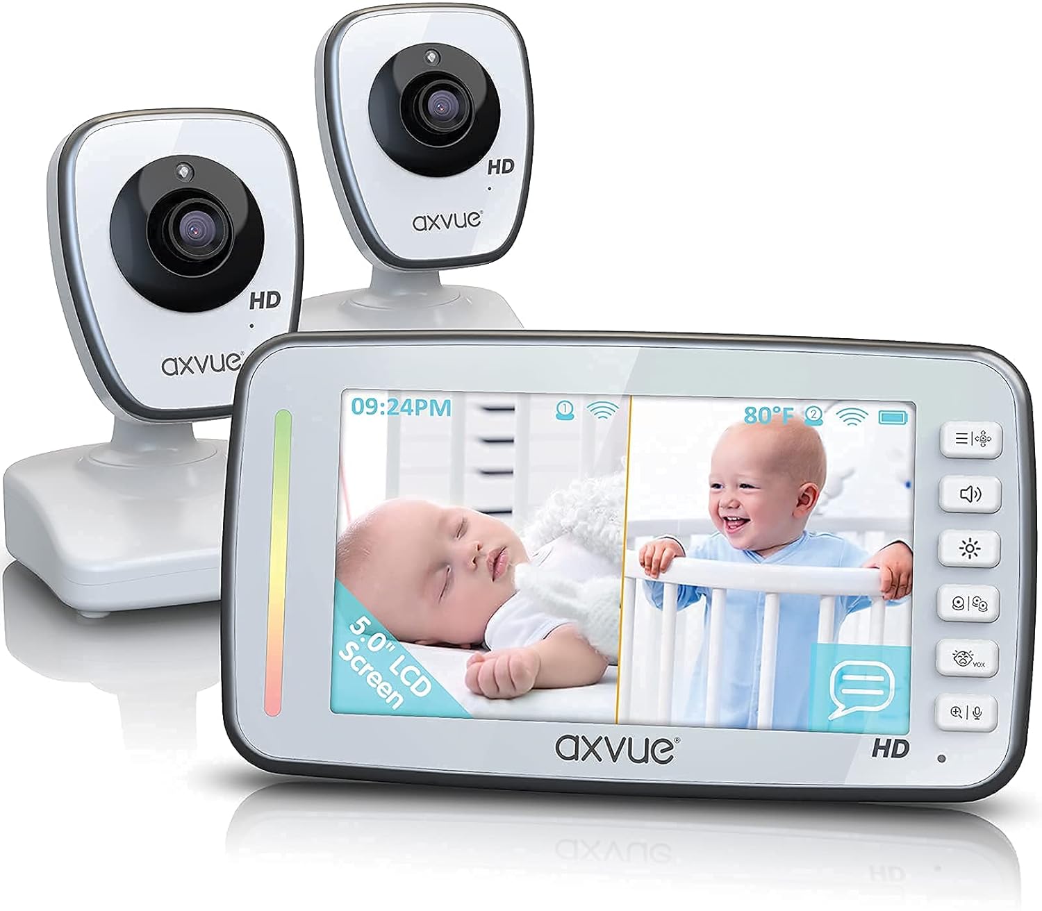 720P 5 HD Display Video Baby Monitor with 2 HD Cams S16564