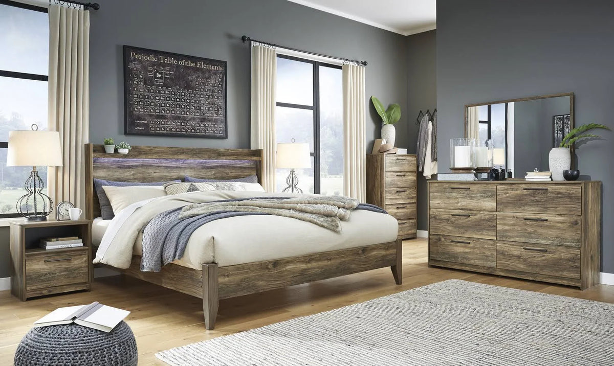 Brown King Panel Bed B4973