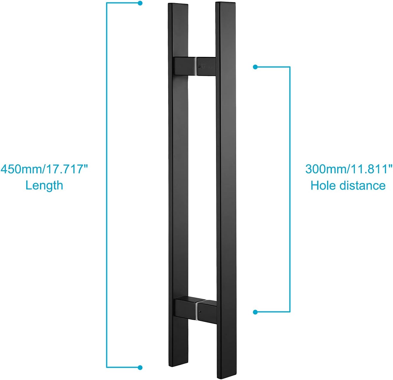 18 inches Solid Stainless Steel Push Pull Door Handle, Matte Black, Pack of 2 F234