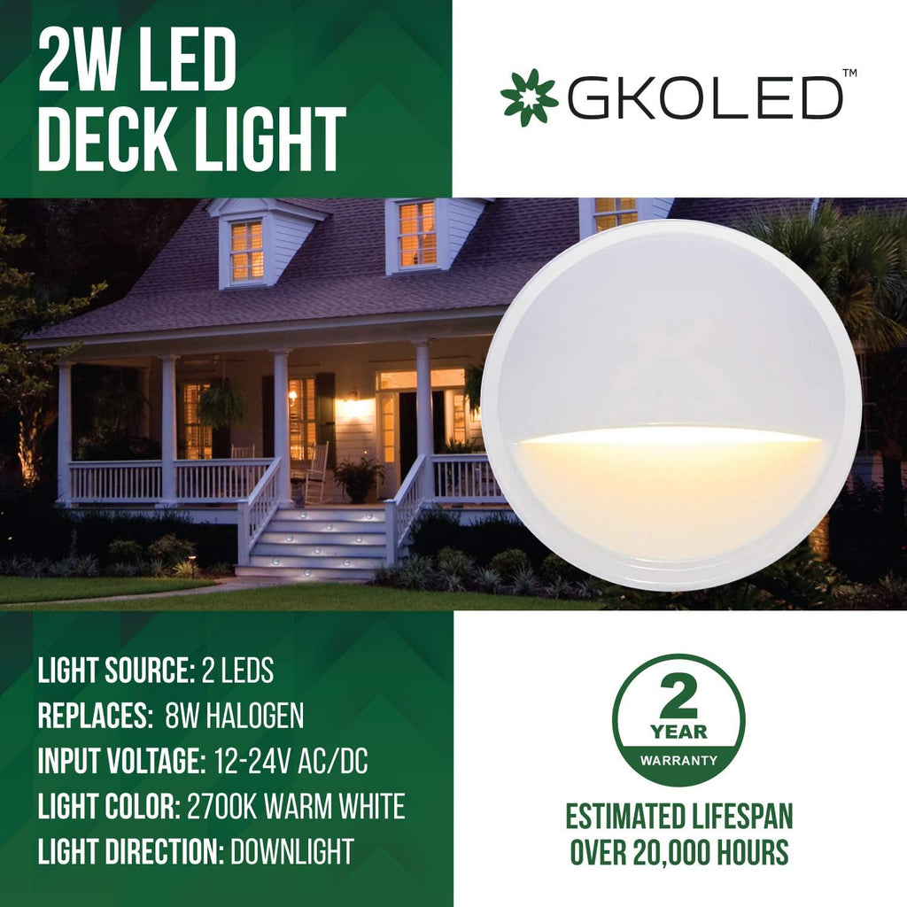 6 Pack Low Voltage 12V AC/DC LED 2W Die-Casting Aluminium Landscape Deck Light A8558