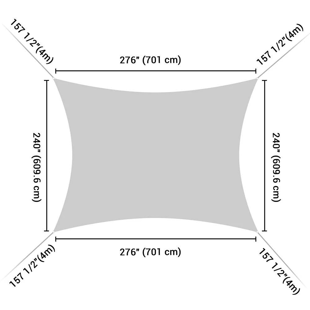 Gray White Rectangle Sun Shade Canopy 20ftx23ft M54857