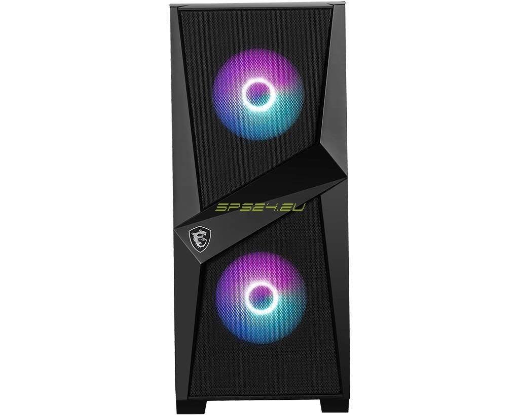 Black Mid Tower Gaming Computer Case with Tempered Glass I8422