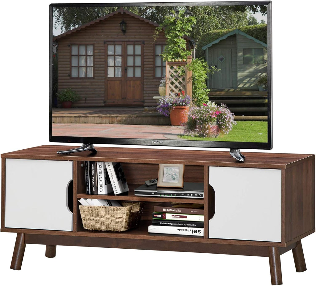 Black Wooden TV Stand with 2 Cabinets & 2 Open Shelves N3217