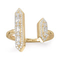 14k Gold Plated 925 Sterling Silver CZ Double Bar Ring Band T347