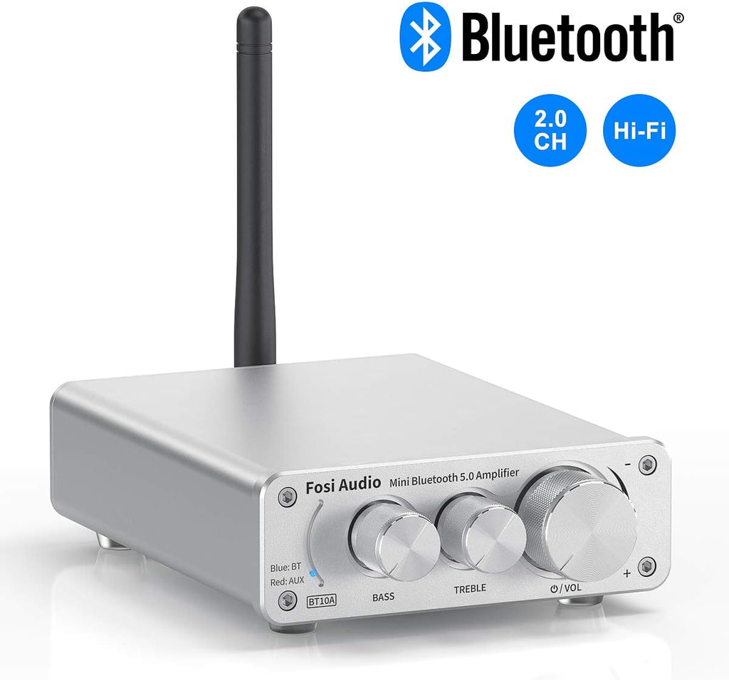 Bluetooth 5.0 Stereo Amplifier 2 Channel Mini Class D Integrated Amp with Power Supply Pack of 2 S4239