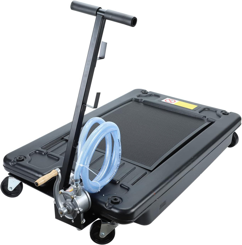 17 Gallon Low Profile Roll Around Oil Drain Pan with 110V Electric Pump 8FT Hose I8990