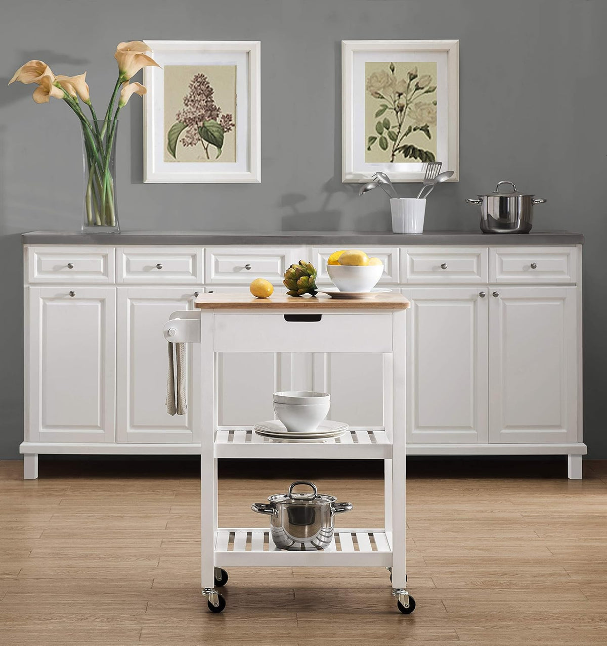 White Kitchen Cart V731336