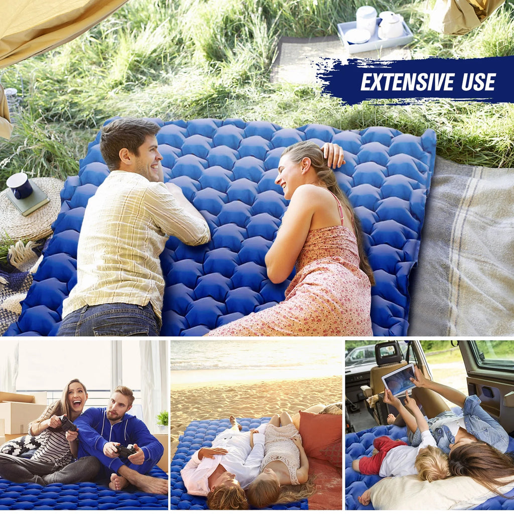 2 Person Camping Mat with Air Pillow Waterproof Backpacking Pad Y187