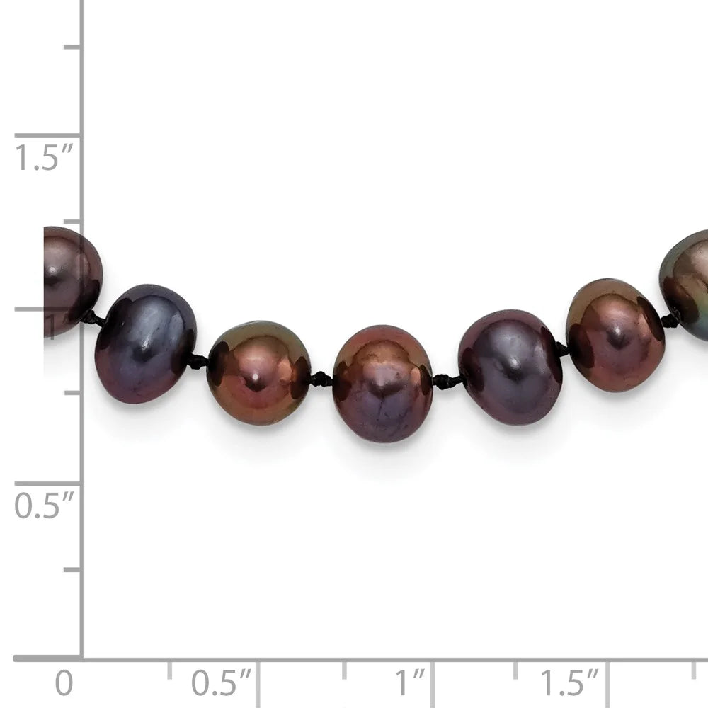 Sterling Silver Black Cultured Pearl Necklace S416