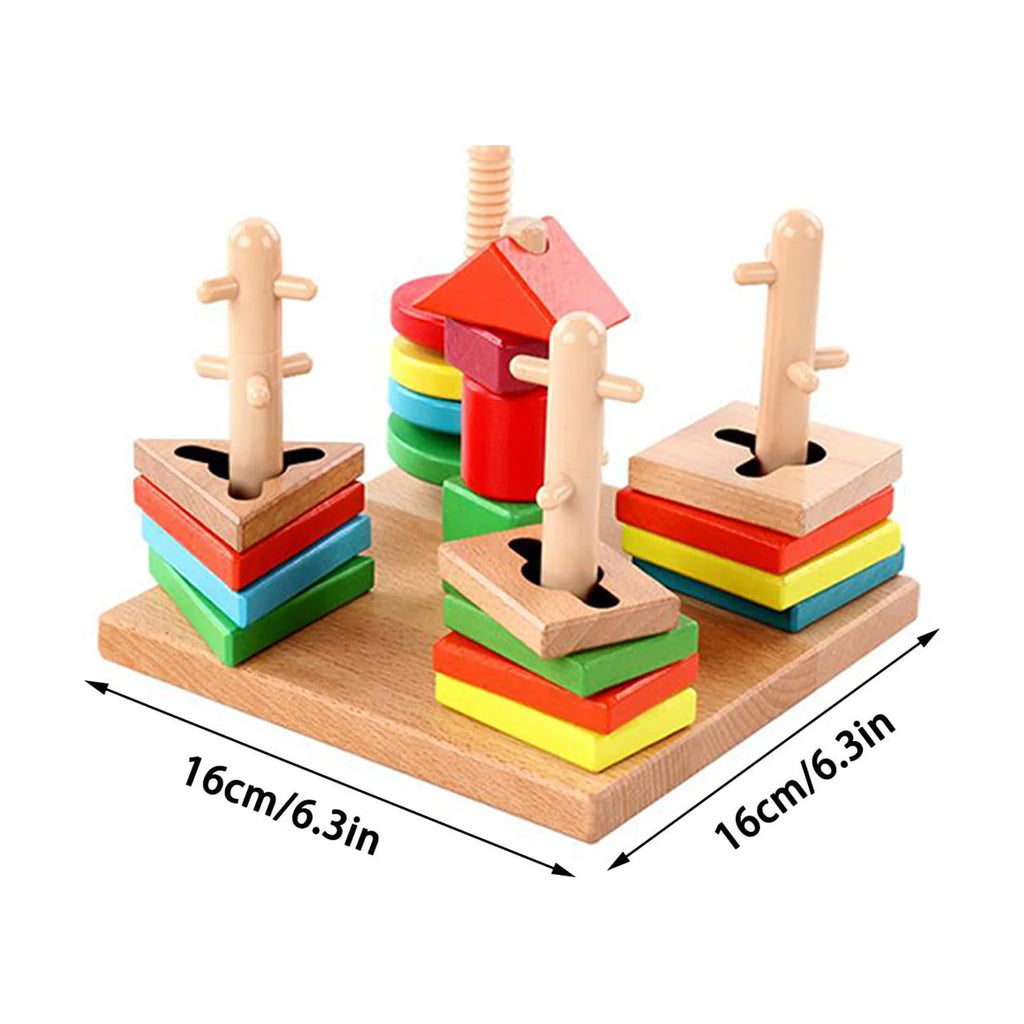 Wooden Geometric Shape Building Blocks Toys F912