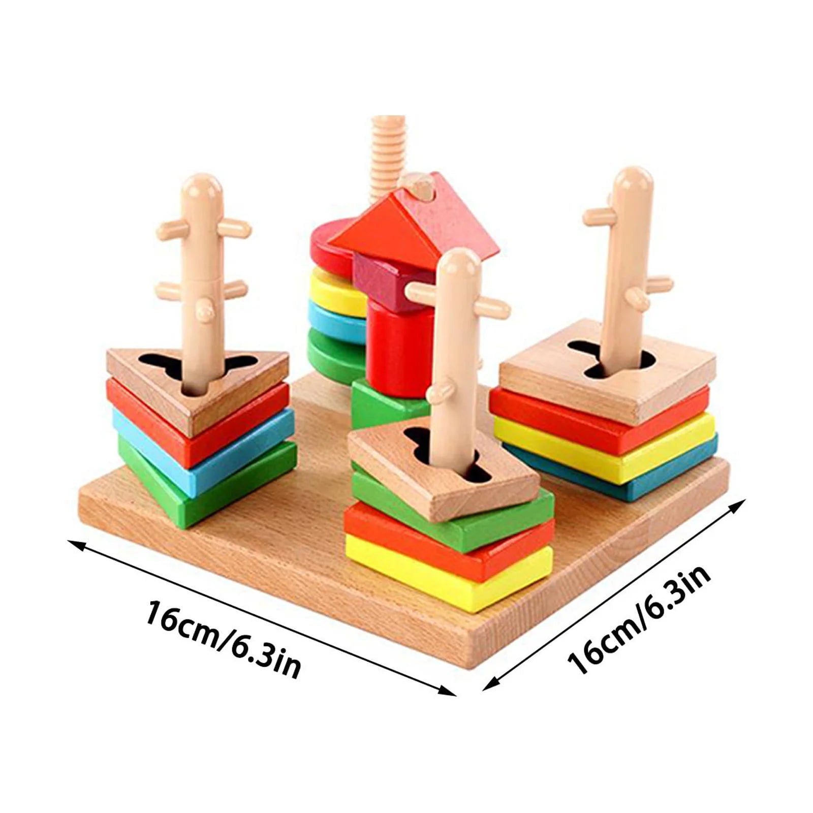 Wooden Geometric Shape Building Blocks Toys F912