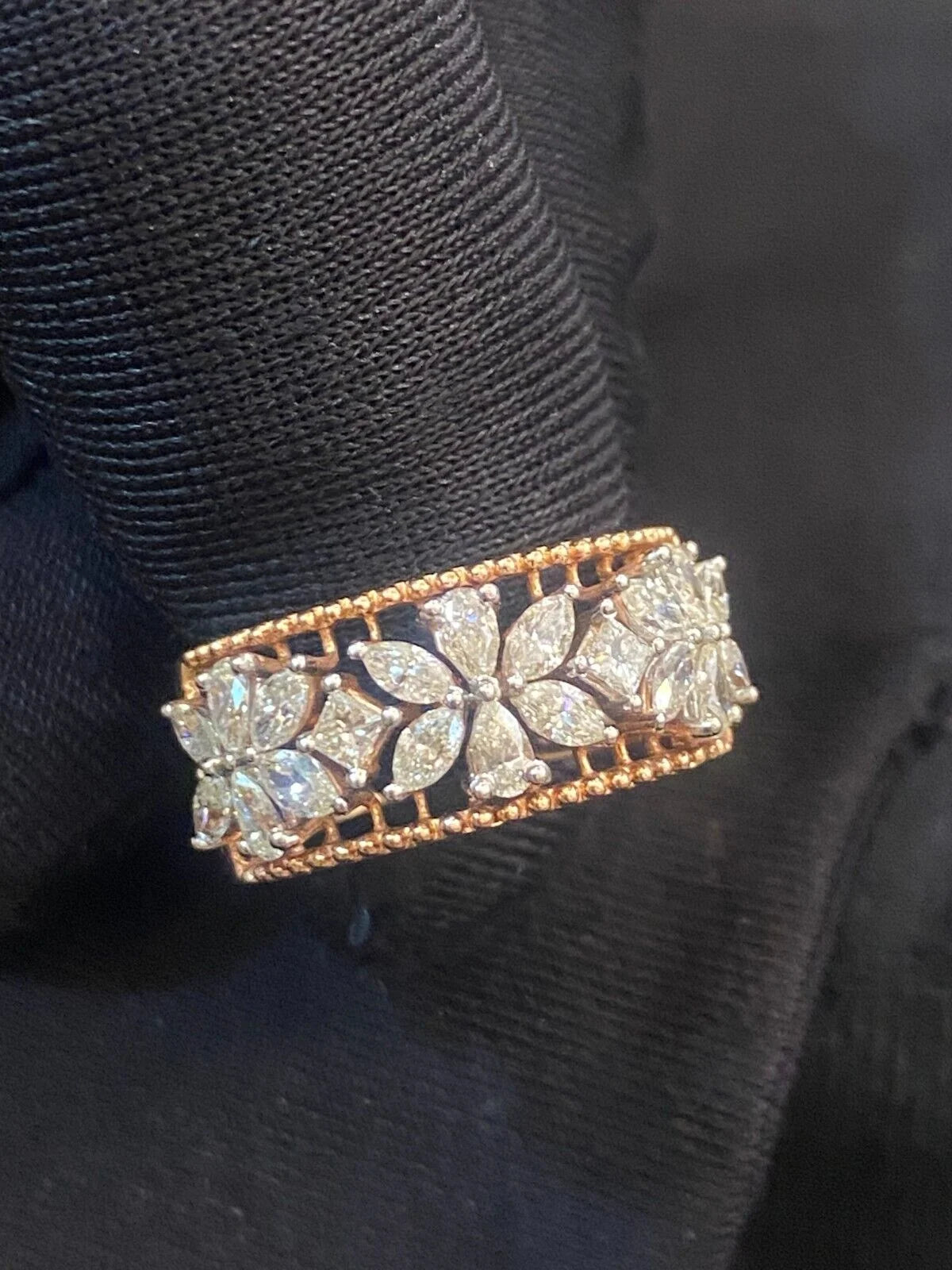 Marquise Pear Princess Shape Diamond Art Deco Wedding Ring In 14K Rose Gold Y15172