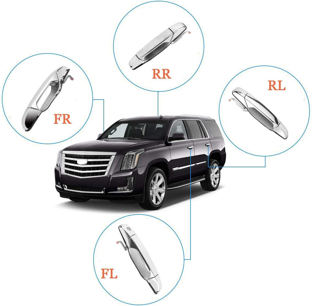 4pcs Chrome Door Handle Replacement for Cadillac Escalade Chevy Silverado Avalanche Tahoe GMC Sierra Yukon K31459