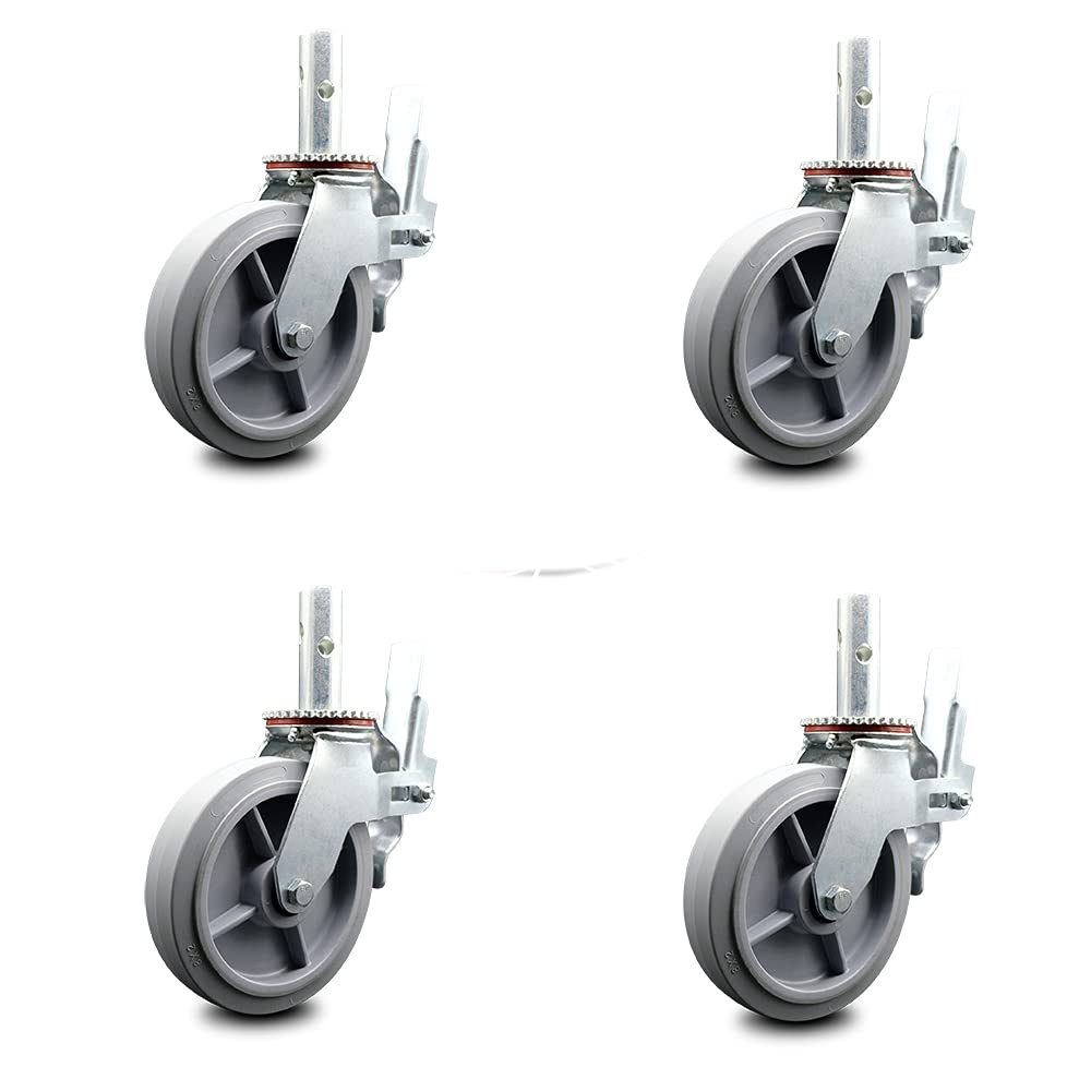8 Inch Black Rubber Swivel Caster on Cast Iron Wheel, 600 lbs. Capacity, Pack of 2 N984657