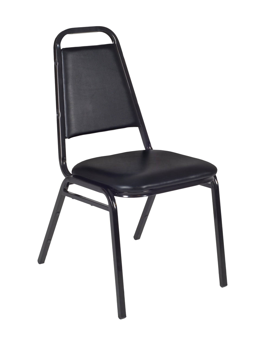 30x22 Round Breakroom Table Grey and 4 Restaurant Stack Chairs Black X48136