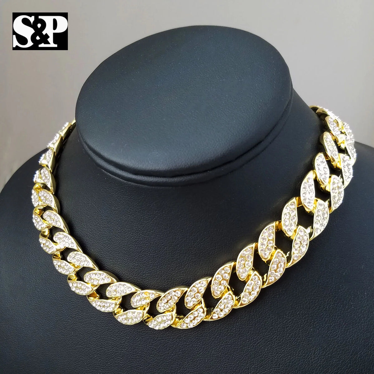 Cubic Zirconia Pendant & 15mm Iced Cuban Chain Necklace J6870