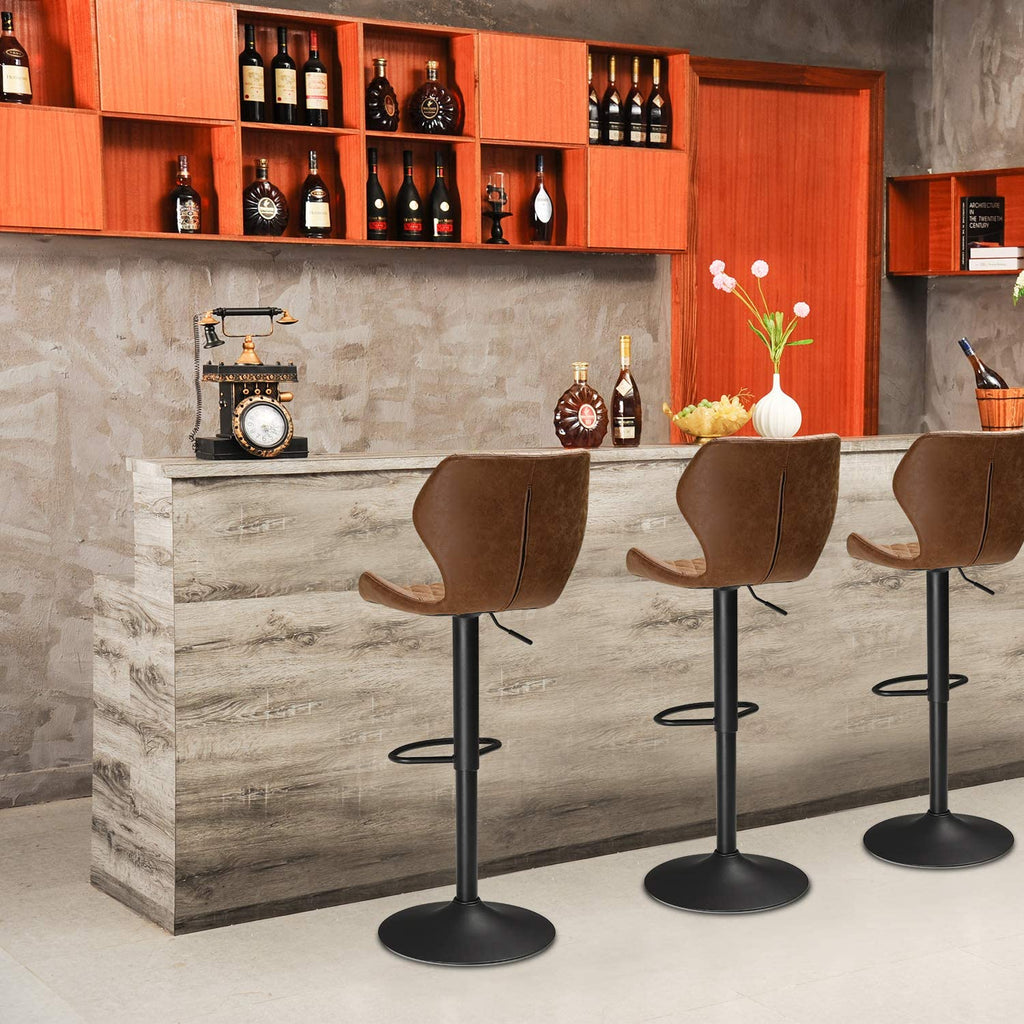 Set of 2 Adjustable PU Leather Bar Stools C2123