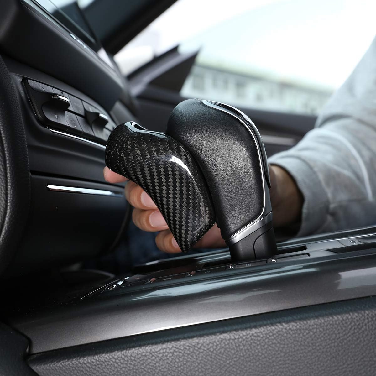 Carbon Fiber Gear Shift Knob Cover (Black) Pack of 2 J2773