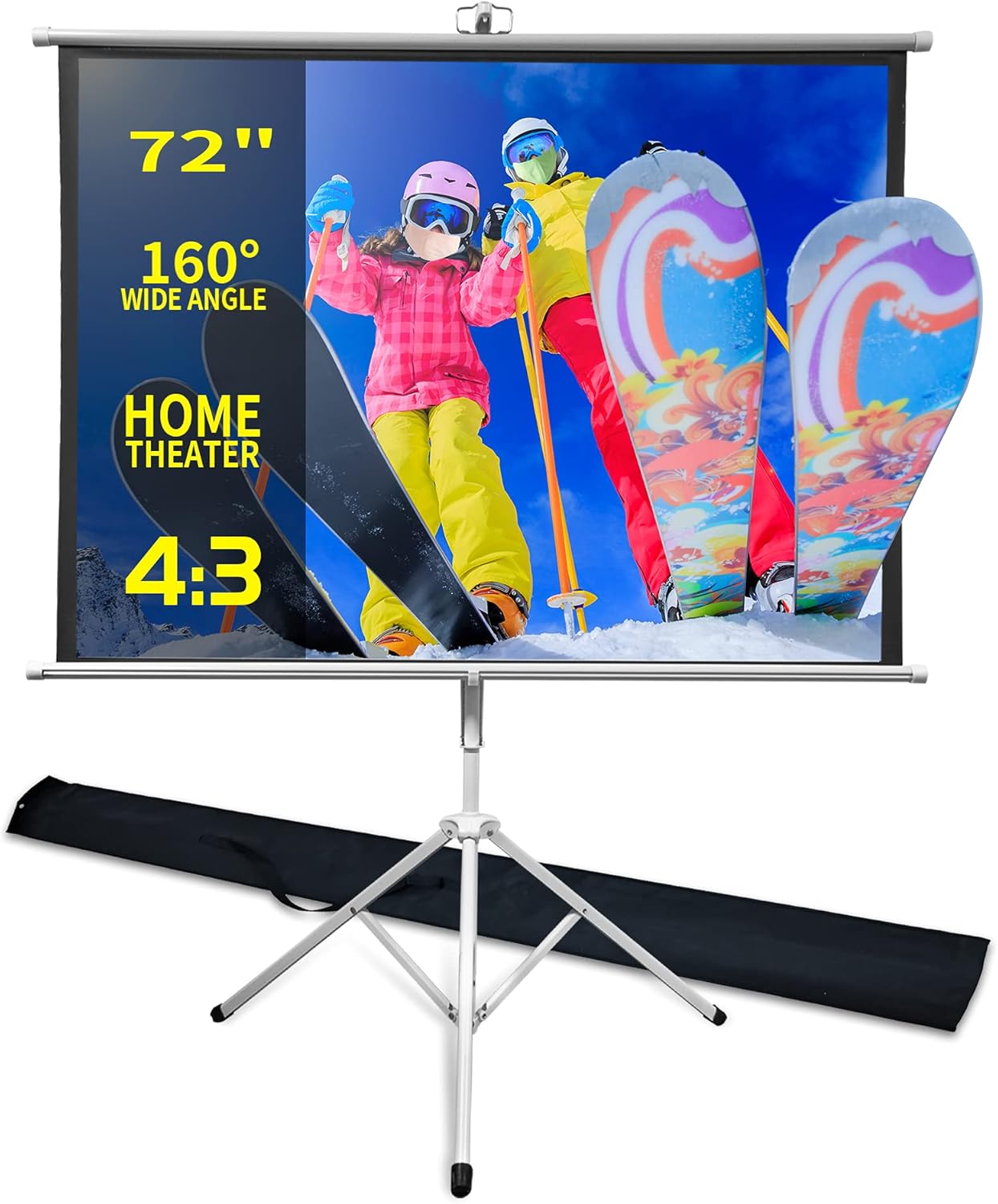 84in Foldable White Fabric Projector Screen with Stand and Carry Bag R617