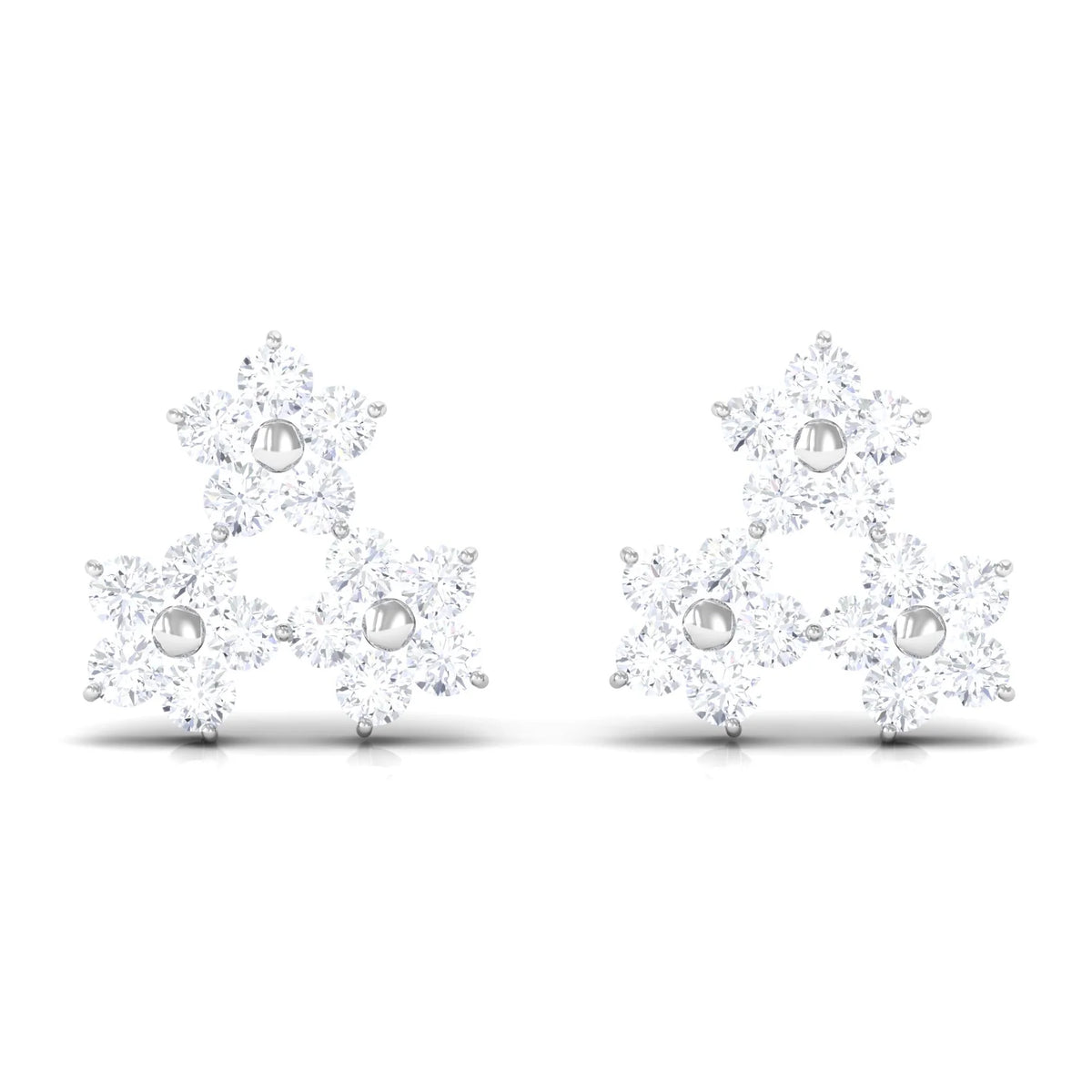 0.75 CT Diamond Flower Cluster Stud Earring in Gold, 925 Sterling Silver B48092