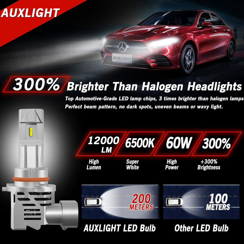 9005/HB3 LED High Beam + H11/H8/H9 LED Low Beam Headlight Bulbs Combo Kit, 12000LM Per Pair 6500K Xenon White (Pack of 4) A928565