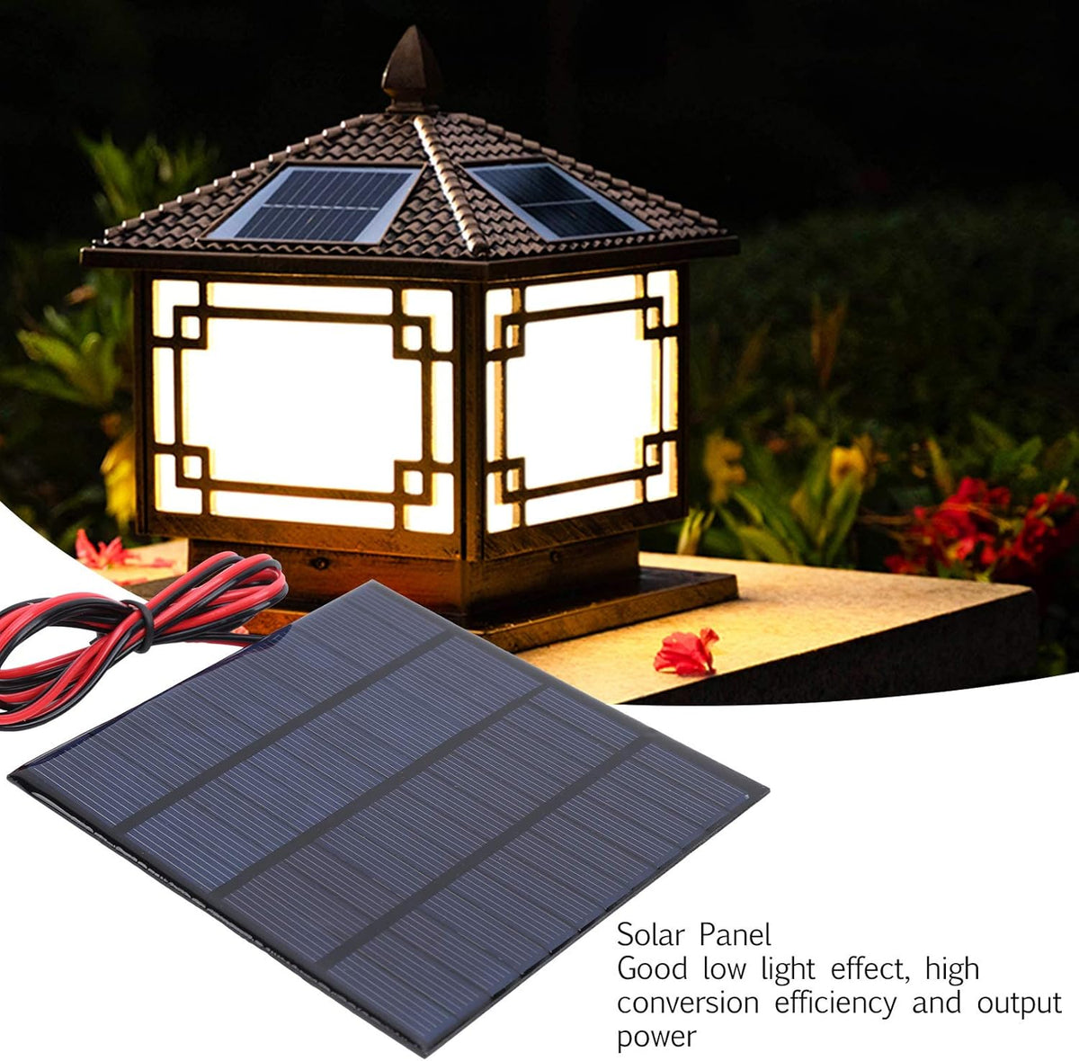 2Pcs DC 12V 150mA Solar Panel Mini Solar Battery Module with 1m Cable Polysilicon Solar Epoxy Cell Charger H107388