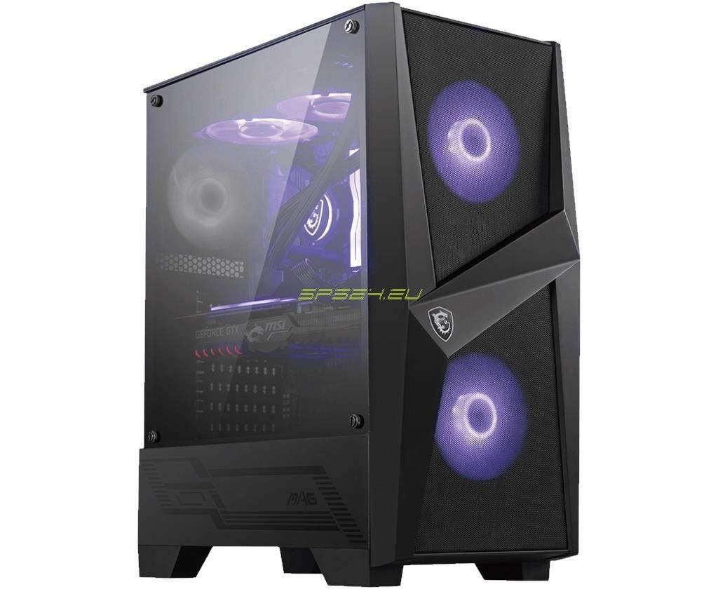 Black Mid Tower Gaming Computer Case with Tempered Glass I8422