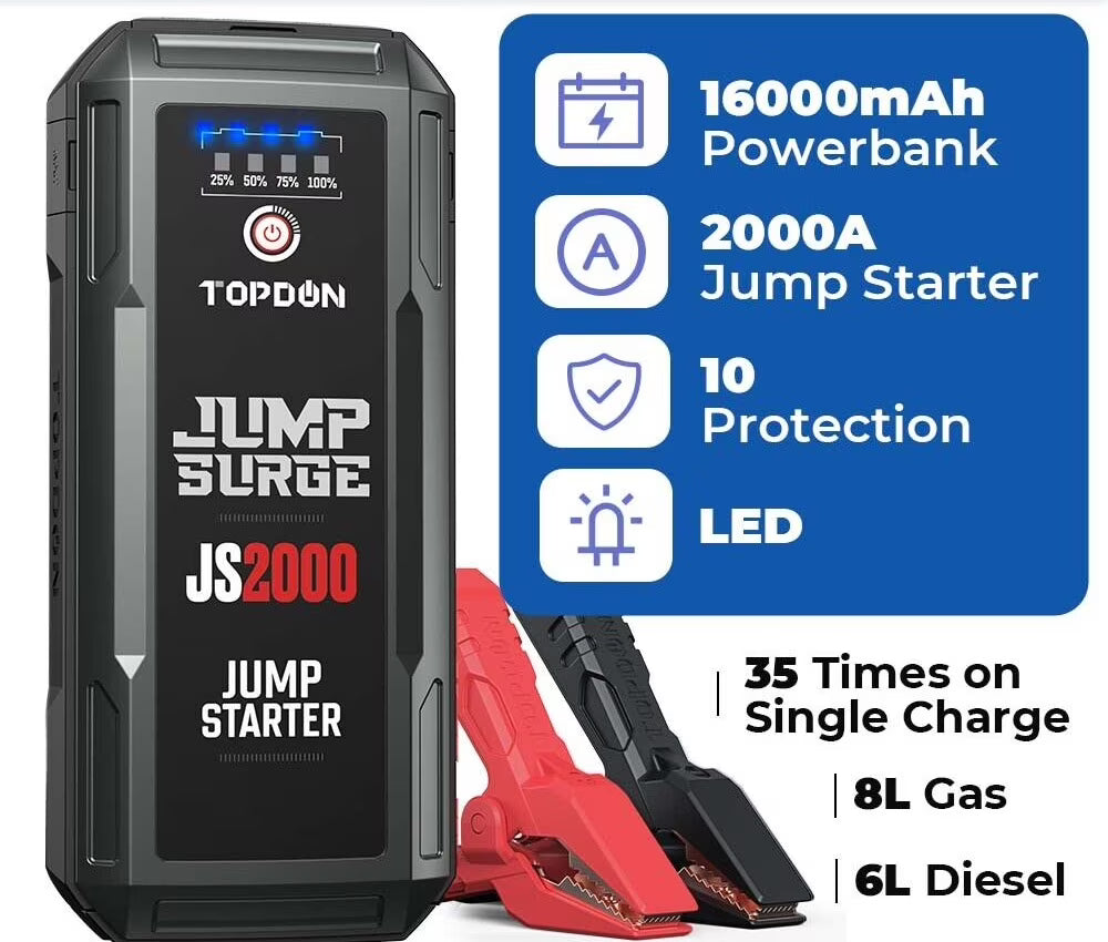 12V 2000A Peak Car Battery Charger Jump Starter P344625