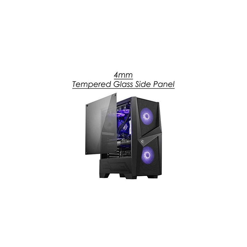 Black Mid Tower Gaming Computer Case with Tempered Glass I8422