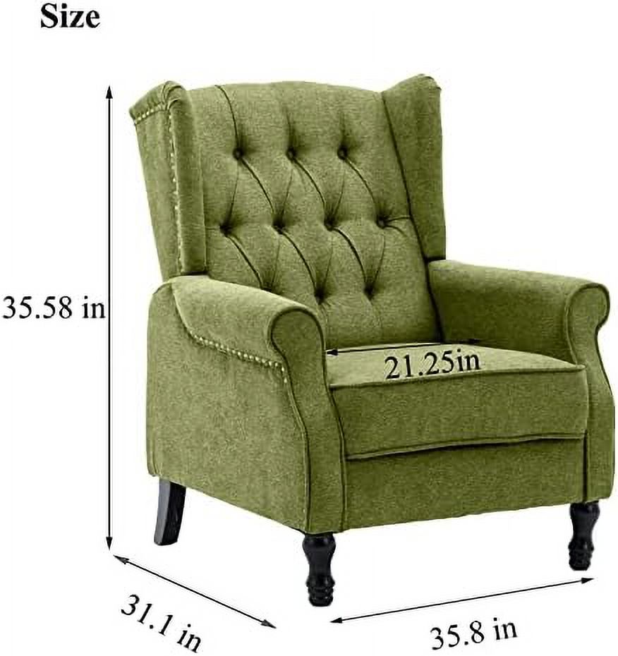 Pink Tufted Linen Accent Chair with Wooden Legs E47751