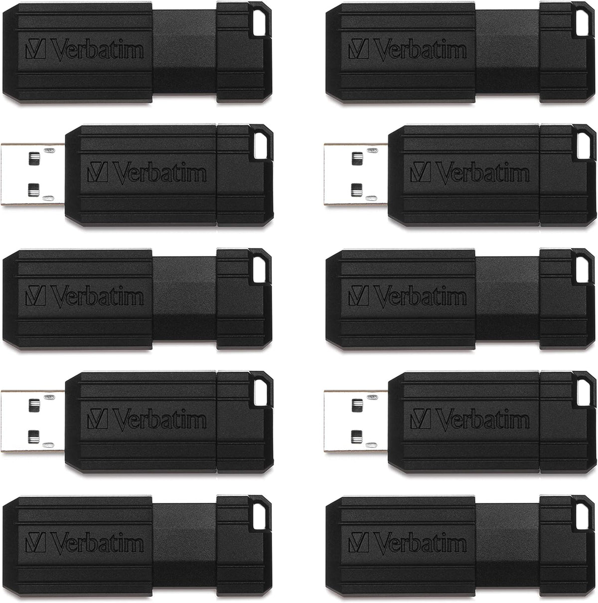 Black Retractable USB 2.0 Flash Drive 10pk J2917