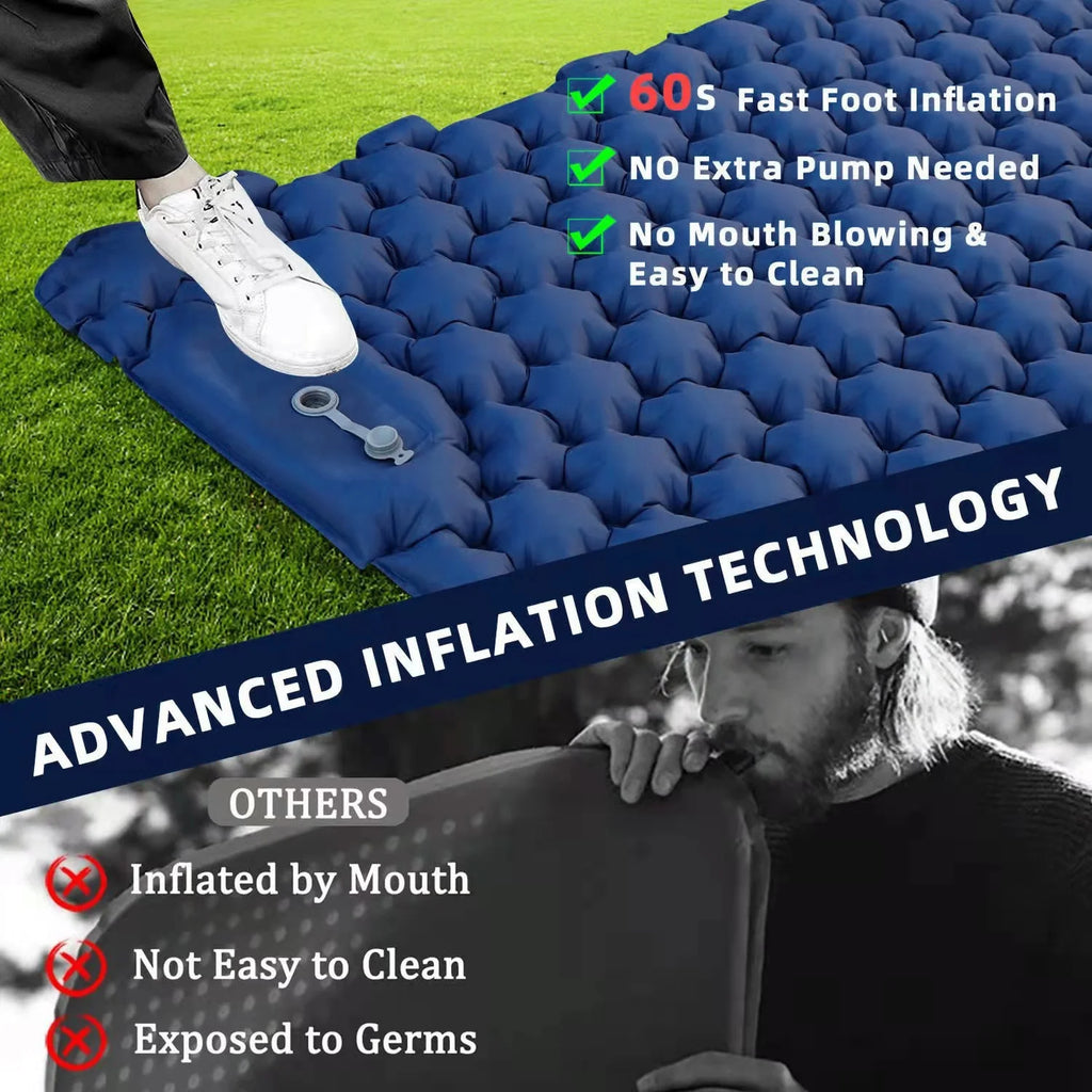 2 Person Camping Mat with Air Pillow Waterproof Backpacking Pad Y187