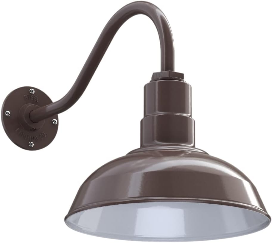 Black Outdoor Wall Mounted Barn Light with 12 inch Dome and 11 inch Straight Arm A701352