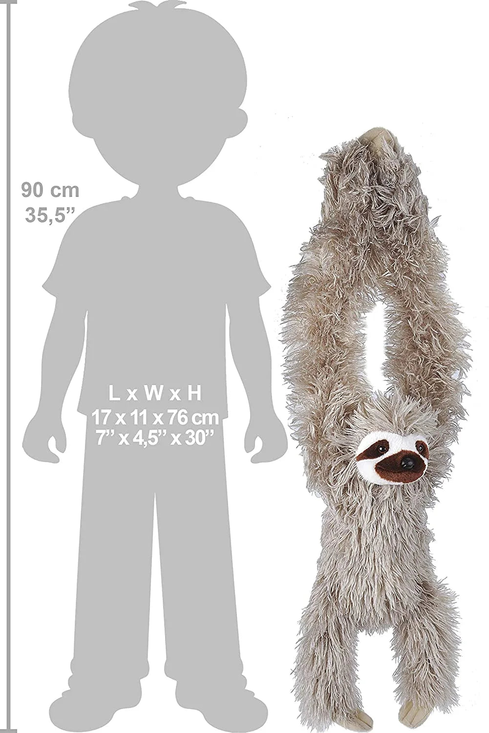 Hanging Three Toed Sloth Plush, 30 inches C93977