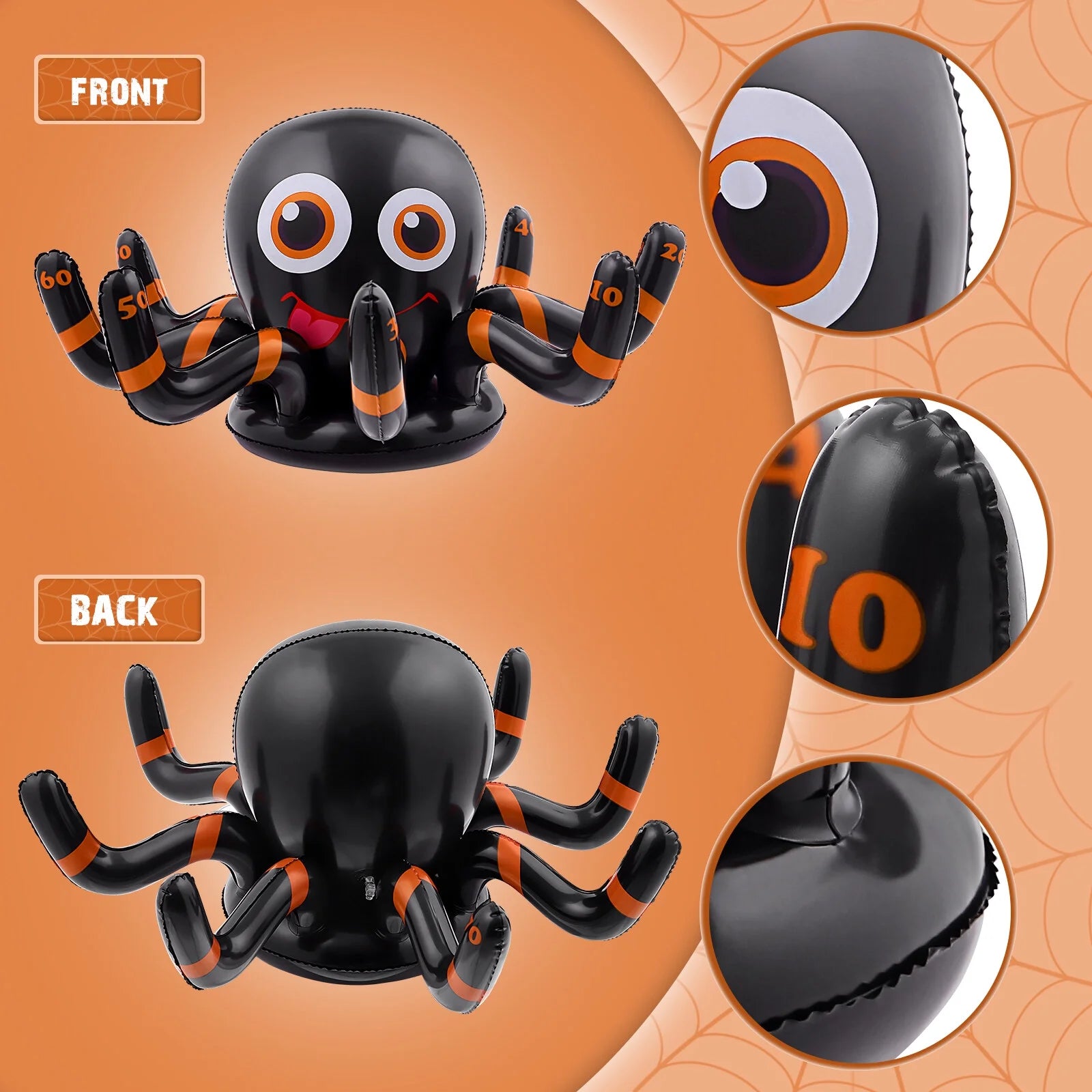 2pcs Inflatable Halloween Spider Ring Set Party Toss Game with Air Pump P1799