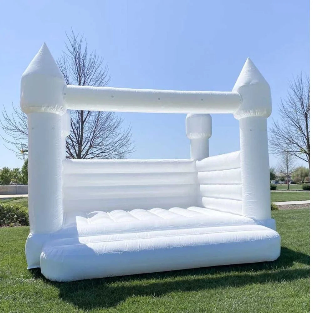 Inflatable White Bounce House with Air Blower 13*10*10ft Z482