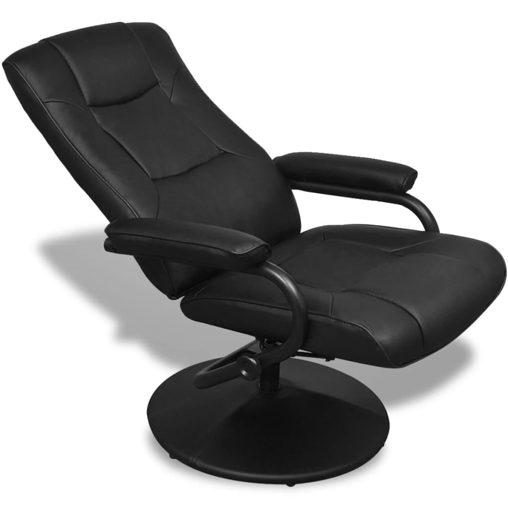 Black Faux Leather Adjustable Recliner Chair with Footstool B62770