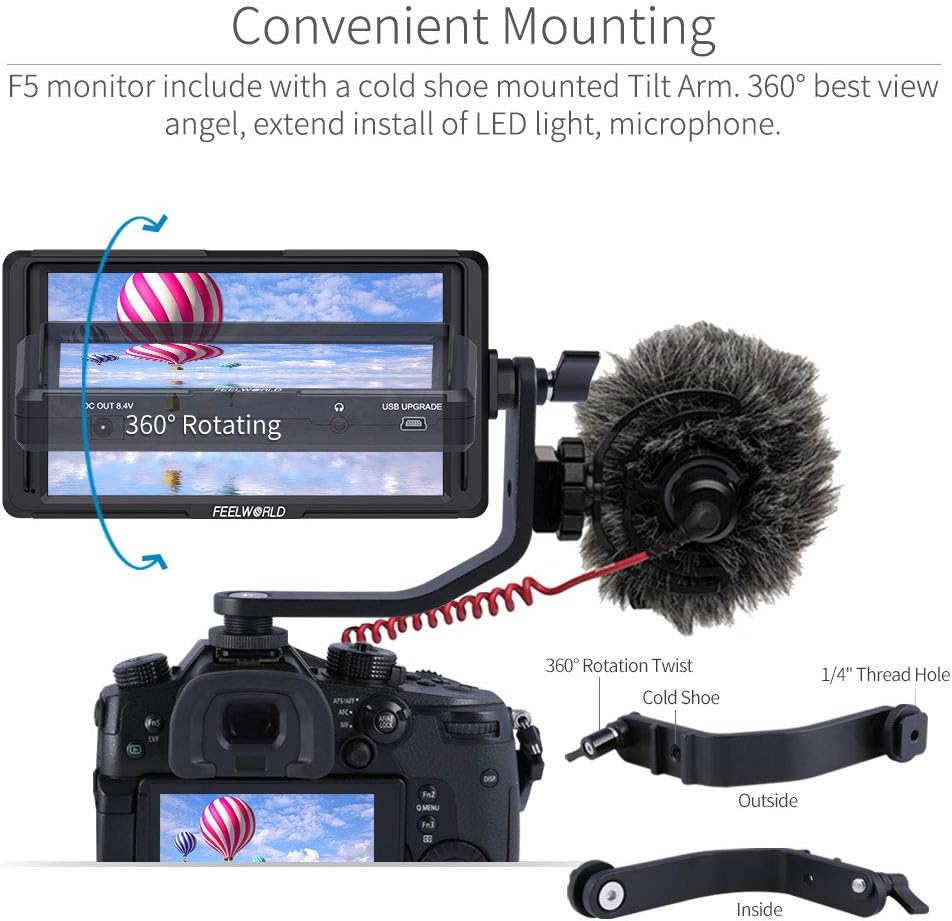 5 Inch Full HD 1920x1080 IPS On Camera Field Monitor with 4K HDMI Input Output N467