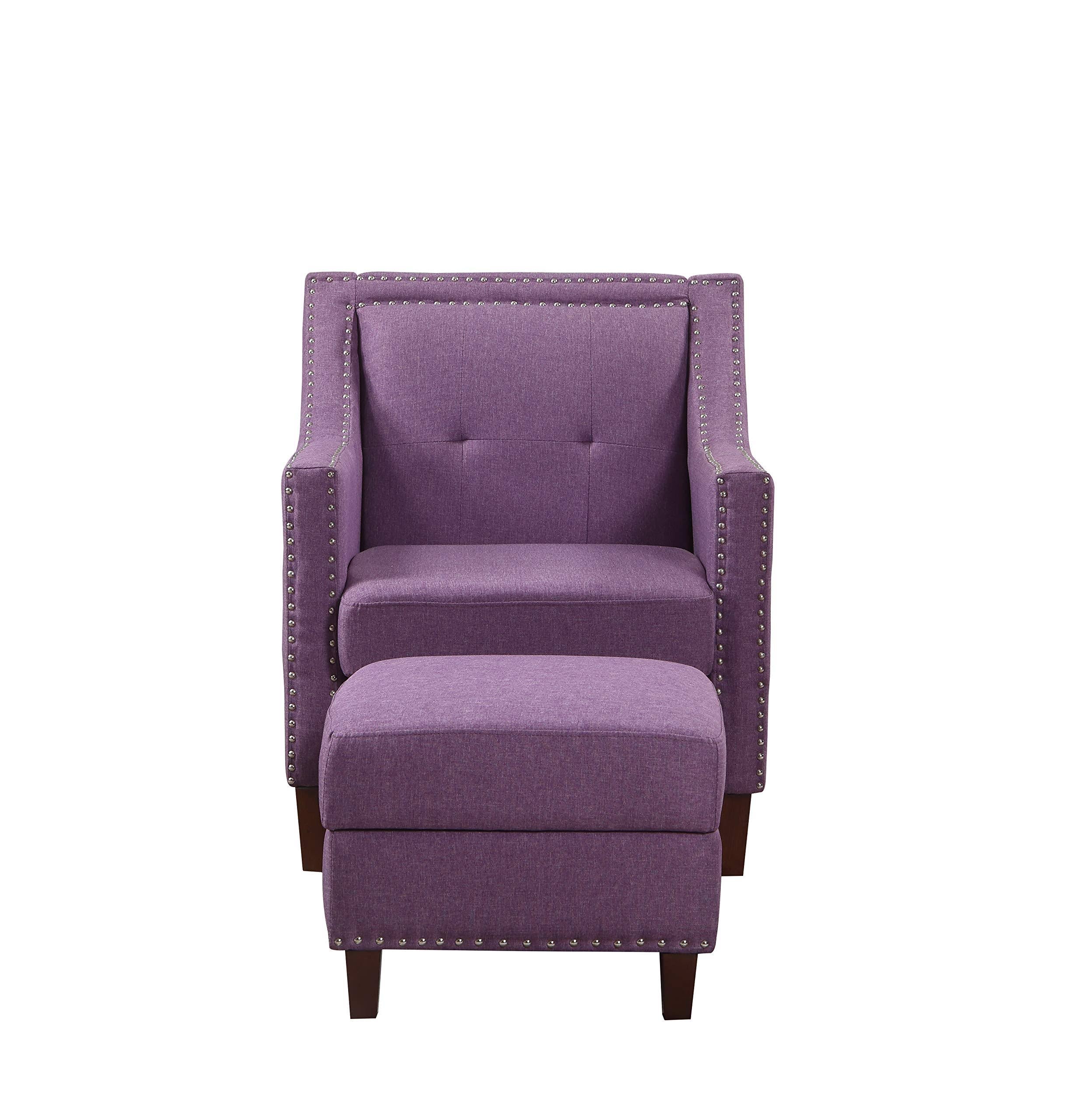Purple Accent Chair with Storage Ottoman C273