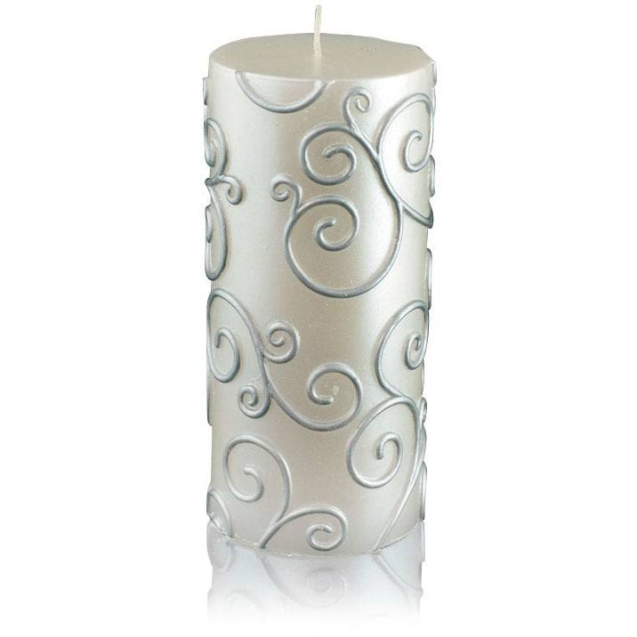 Blue Scroll Pillar Candle D989076