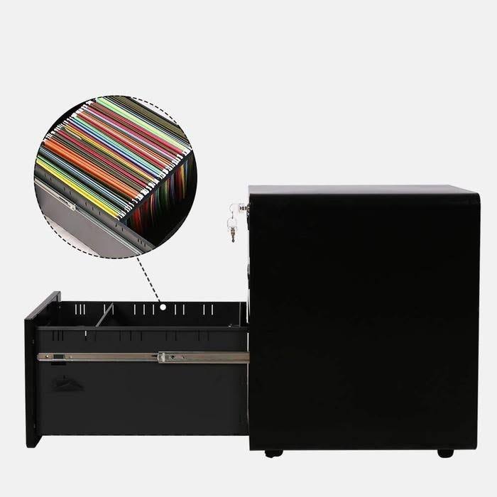 3-Drawer Metal Mobile File Cabinet with Locking Keys I255307
