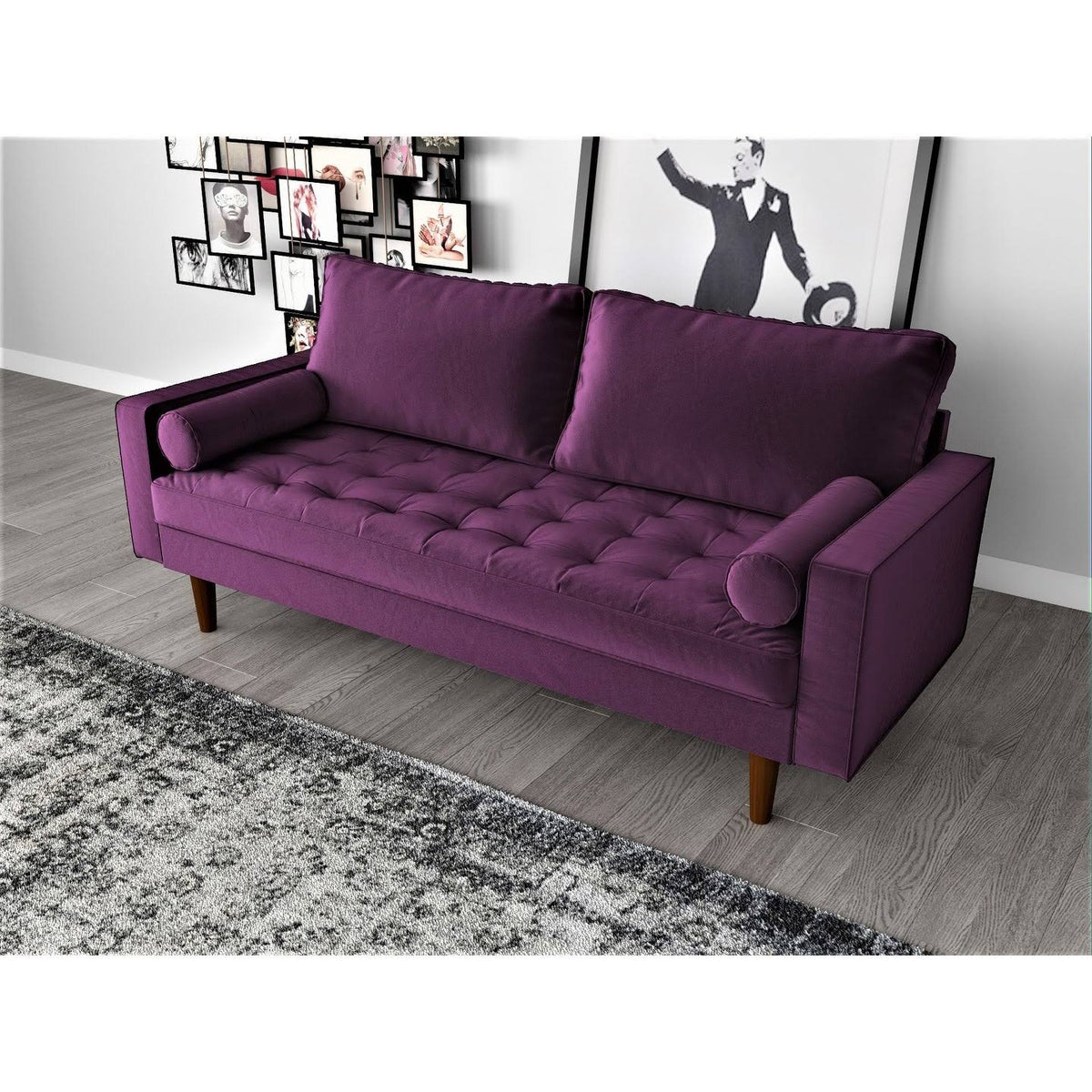 Faux Leather Mid-Century Loveseat R9598