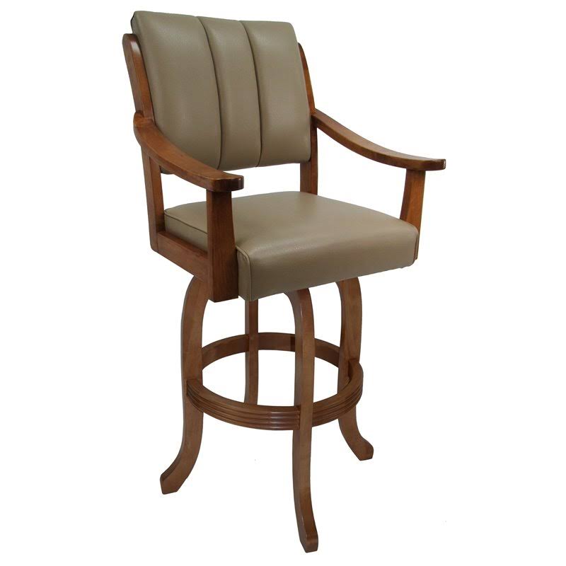 Swivel Solid Wood Bar Stool in Taupe Brown H303919