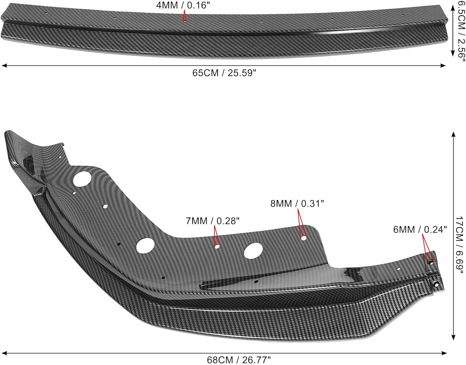 Black Front Bumper Lip Splitter Set Carbon Fiber Pattern A386