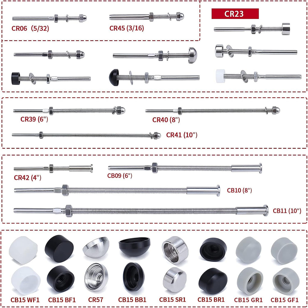 20Pack T316 Stainless Steel Cable Railing Kit End Fitting Terminal F32685